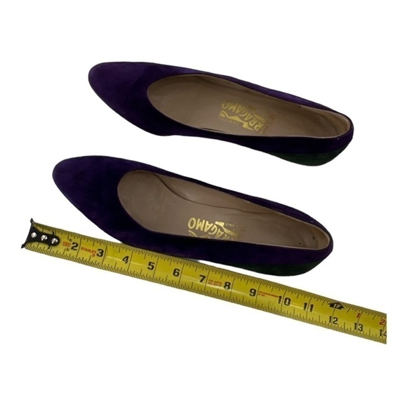 Salvatore Ferragamo Purple Green Black Suede Wedges size 8 AA made in Italy - Picture 8 of 15